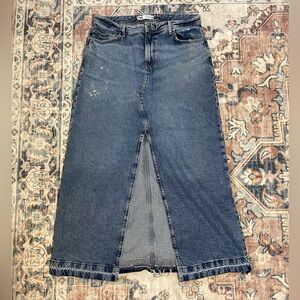 Zara Blue Denim Midi Skirt